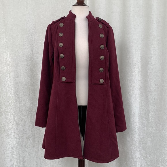 Torrid Burgundy Wool Blend Military Coat NWOT - Picture 7 of 16